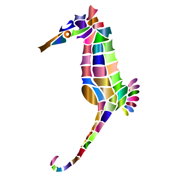 Prismatic Stylized Seahorse Silhouette 6