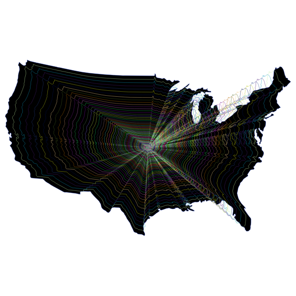 Prismatic US Map Outline Zoom
