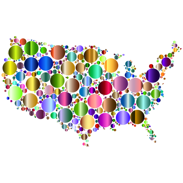 Prismatic United States Map Circles 4