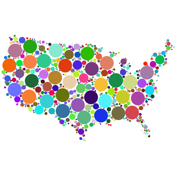 Prismatic United States Map Circles