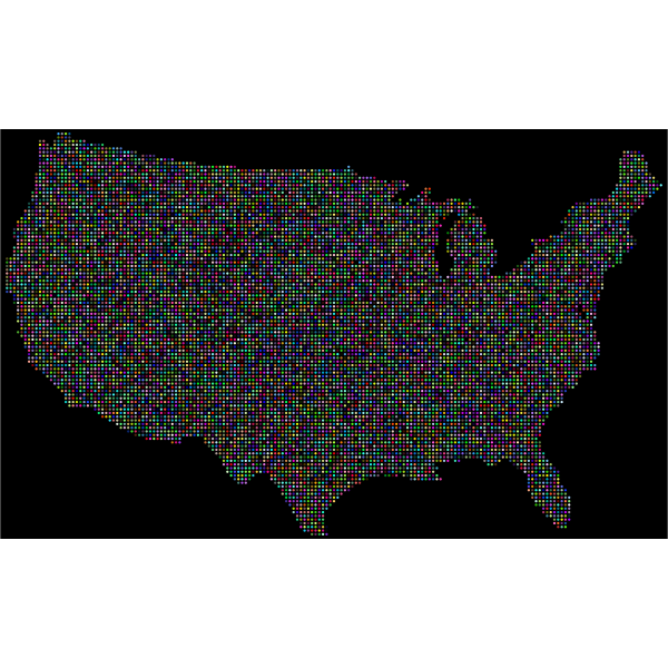 Prismatic United States Map Dots With Background