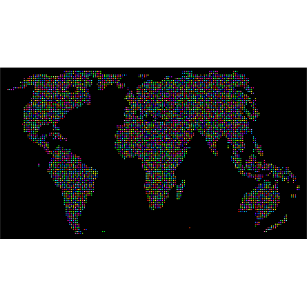 Prismatic World Map Dots 2 With Background