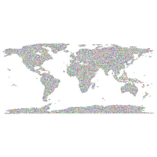 Prismatic World Map Triangularized Mosaic
