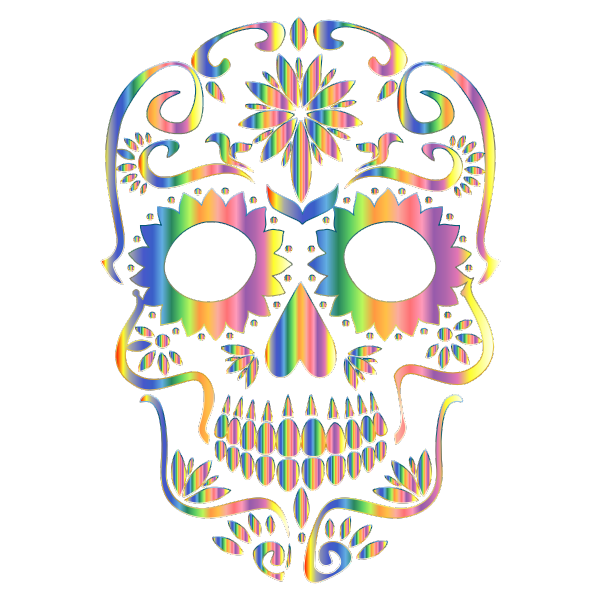 Psychedelic Sugar Skull Silhouette No Background