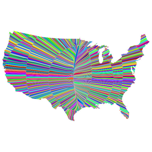 Psychedelic Waves United States Map
