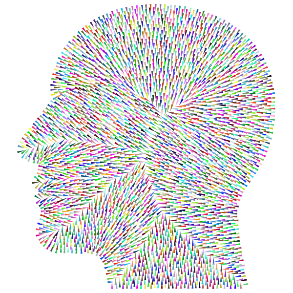 Human head silhouette color pattern
