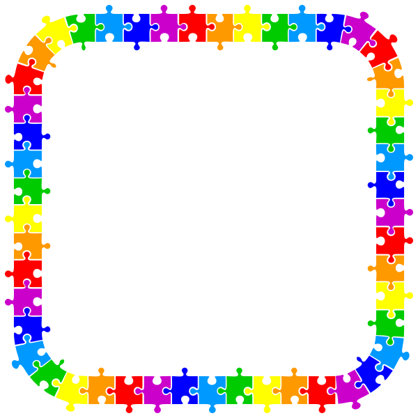 Colorful puzzle pieces frame