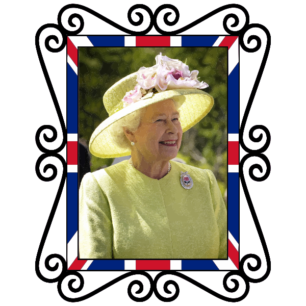 Image of color British Queen photo in standalone frame