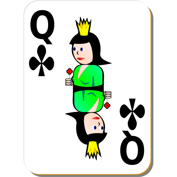 Queen of Clubs gaming card vector illustration