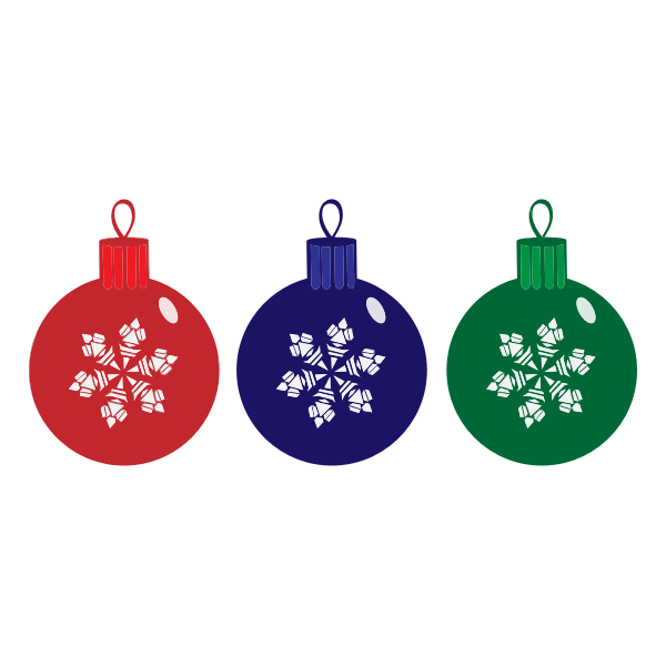 Three Christmas ornaments