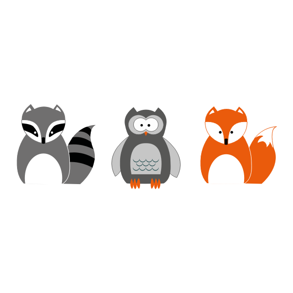 Raccoon Owl And Fox