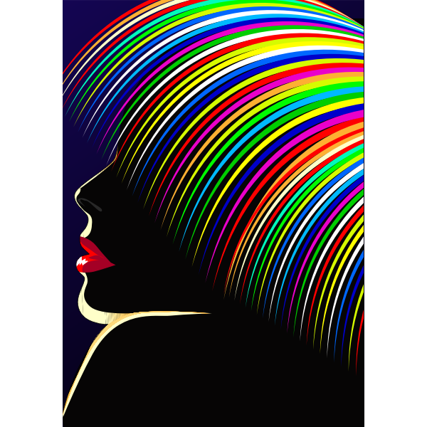 Rainbow Hair Woman Silhouette