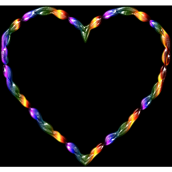 Rainbow Line Art Heart 2