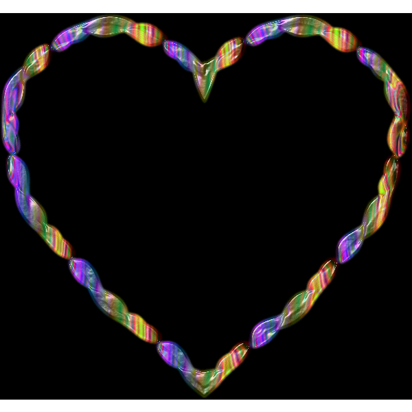 Rainbow Line Art Heart 3