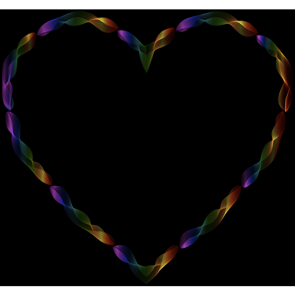 Rainbow Line Art Heart