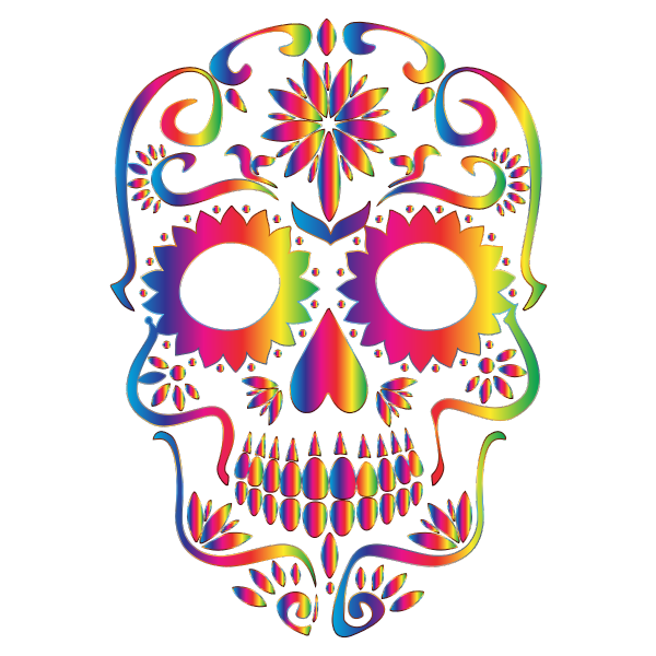 Download Rainbow Sugar Skull Silhouette No Background | Free SVG