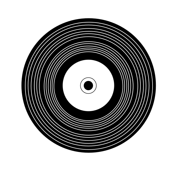 Download Vector drawing of vinyl record in black and white | Free SVG