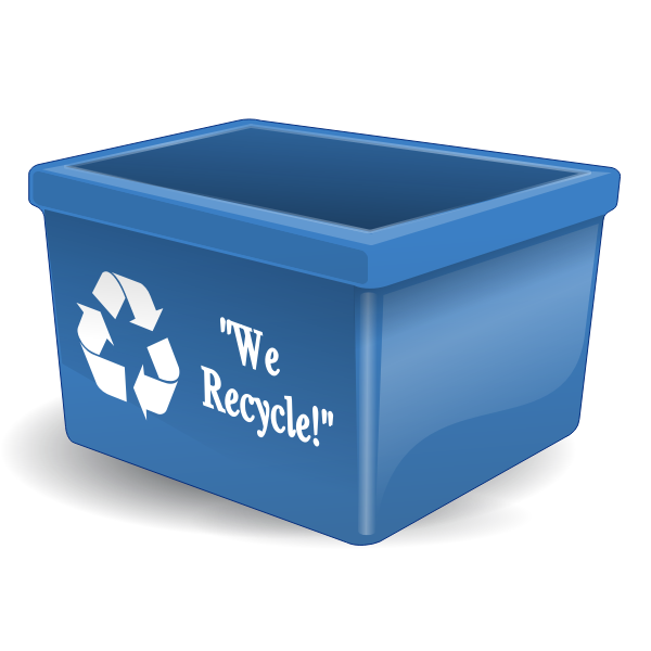 Empty blue recycling bin vector clip art