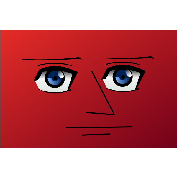 Red Shaded Face with Big Eyes