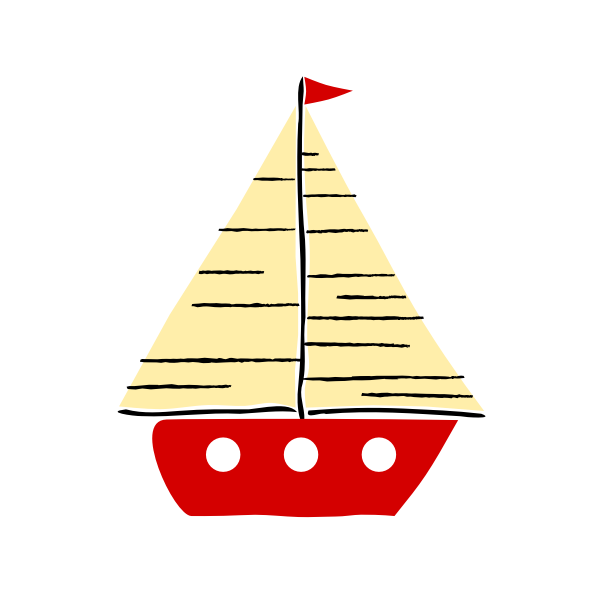 Red sail boat 02