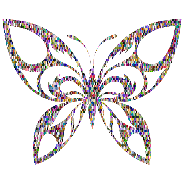 Reflective Iridescent Scales Tribal Butterfly Silhouette