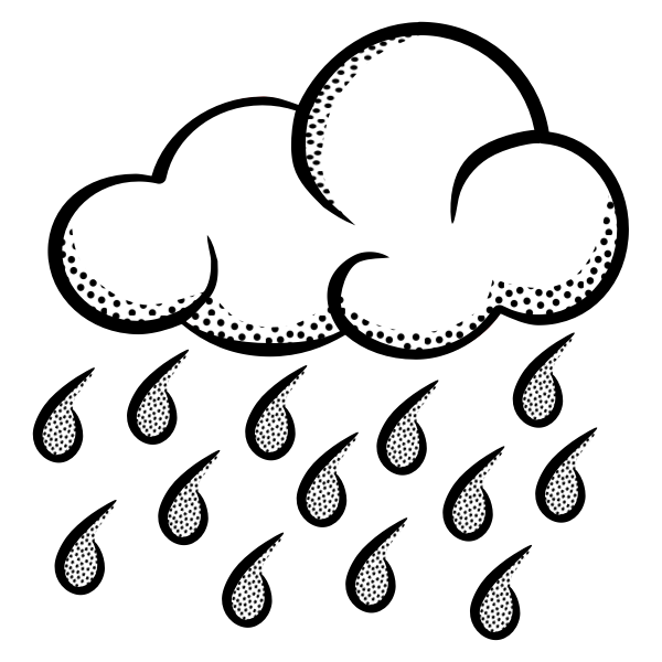Vector illustration of think line art rainy cloud