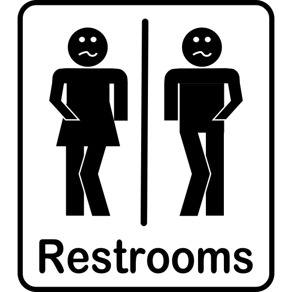 Vector clip art of comic black male and female rectangular toilet signs