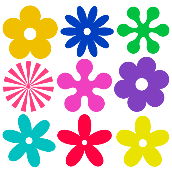 Selection Of Retro Flowers Vector Graphics Free Svg