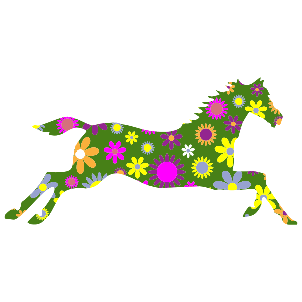 Download Floral galloping horse | Free SVG