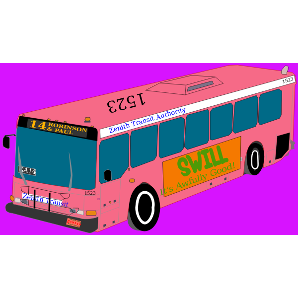 Pink city bus vector graphics