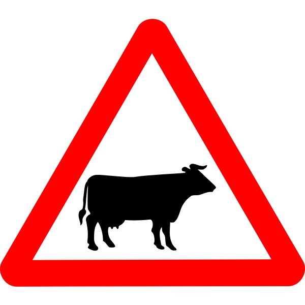 Vector image of cattle on road roadsign