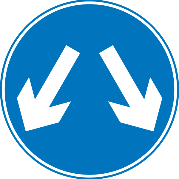 Two passes road sign