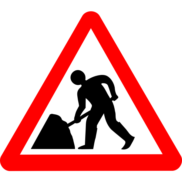 Digging Roadworks Ahead Warning Sign Vector Drawing Free Svg