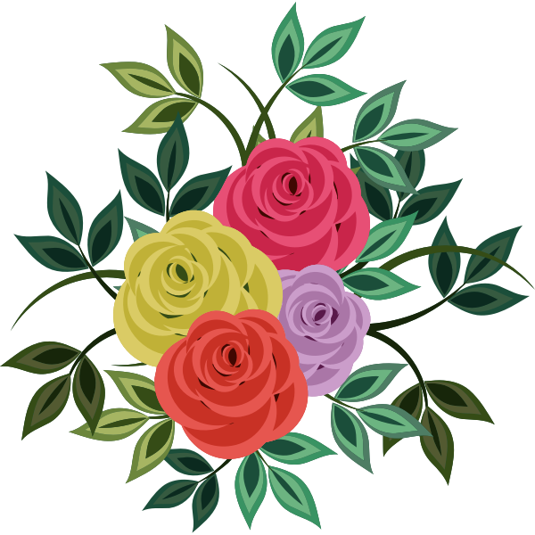 Colorful roses sprig