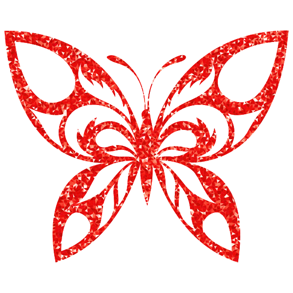 Ruby High Detail Tribal Butterfly Silhouette