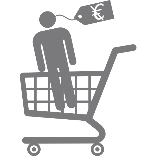 Clip art of man in a shopping cart