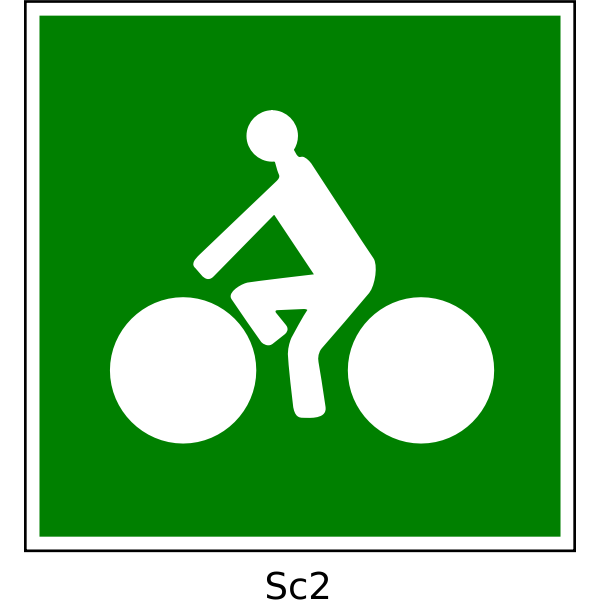 Vector clip art of bicycle path square green sign