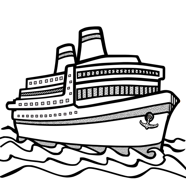 Line art vector drawing of large cruise ship Free SVG