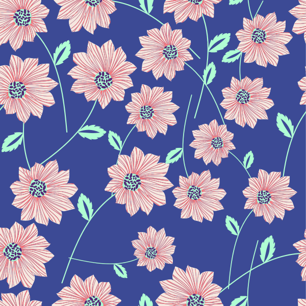 Seamless Blue Floral Pattern