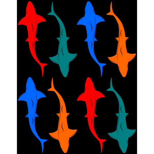 Seamless pattern with sharks I