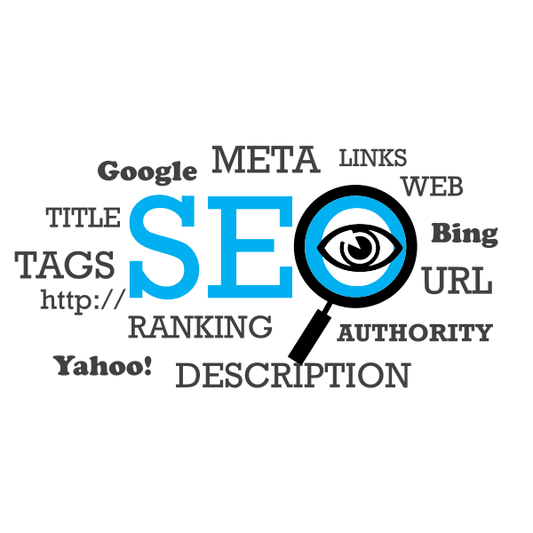 Vector image of search engine optimization word cloud typography