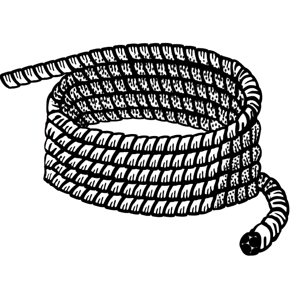 Black and white lineart vector illustration of rope