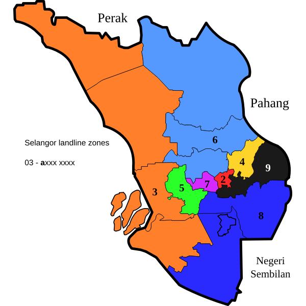 Selangor phone districts