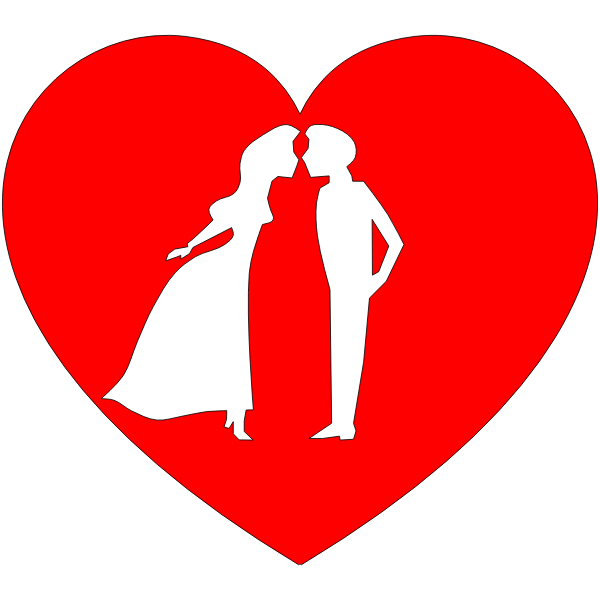 Vector drawing  of couple  in heart  Free SVG
