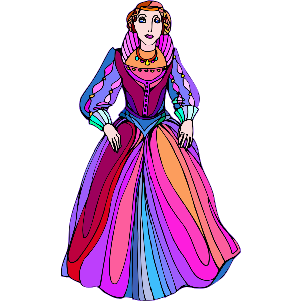 Download Princess in colorful dress | Free SVG