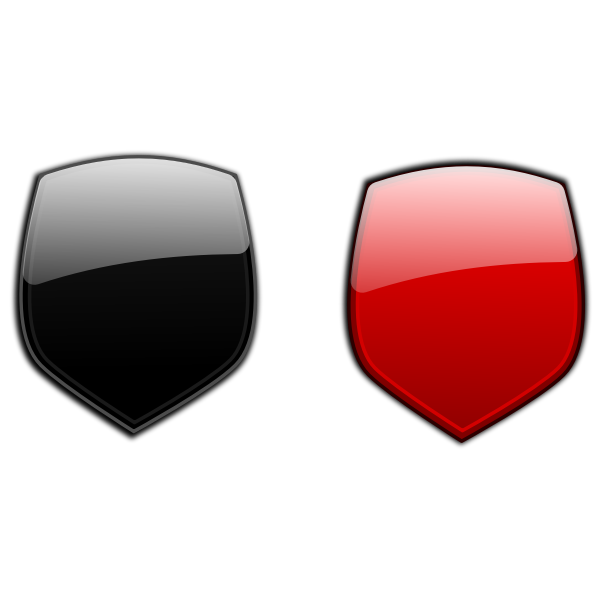 Black and red shields vector drawing