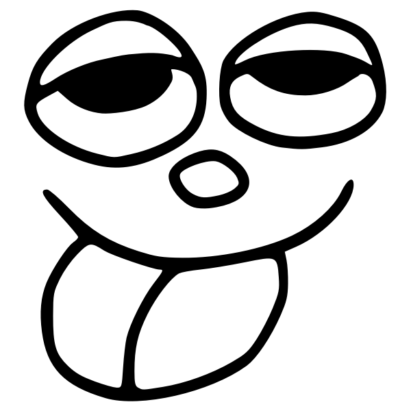 silly face emoticon black and white