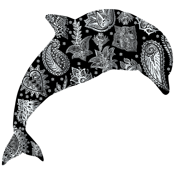Silver Floral Pattern Dolphin