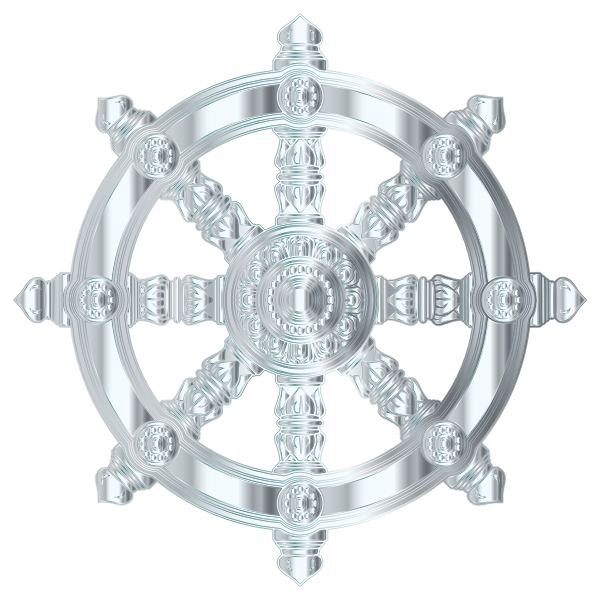 Silver Ornate Dharma Wheel