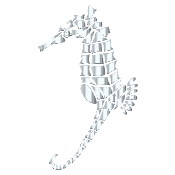 Silver Stylized Seahorse Silhouette No Background